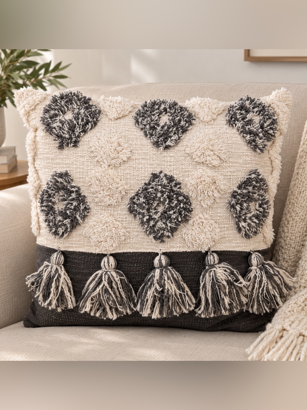 Summer & Rose Pillow with Tassels Decorative Pillow